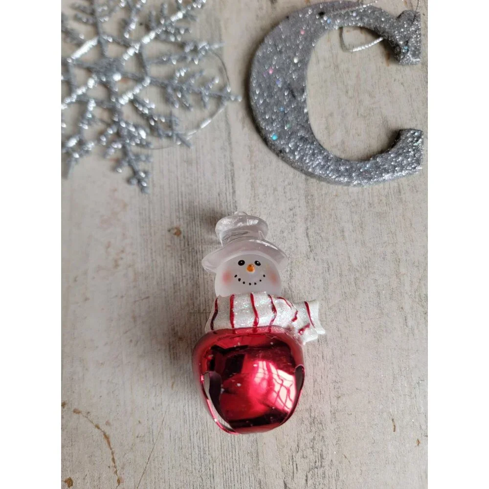 Snowman s'more glitter‎ snowflake Bell variety ornament Xmas set